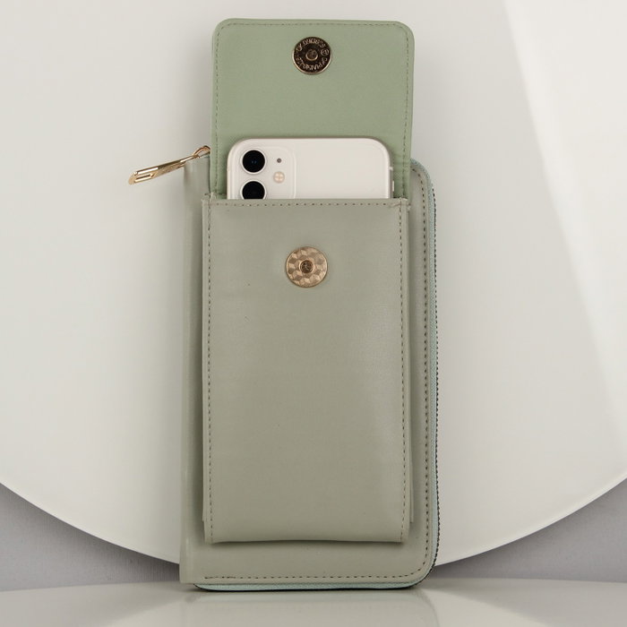 Zoozie Bags Bolso Cruzado de Piel Verde Menta con Compartimento para Teléfono